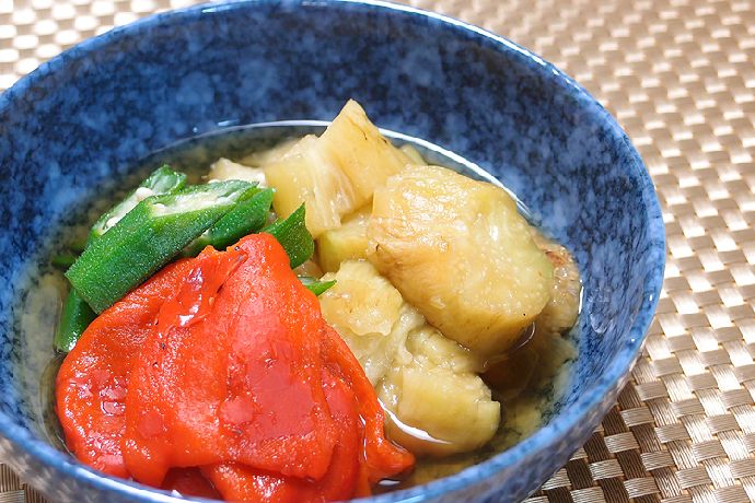 お手軽ダシパックで焼き野菜の煮浸し